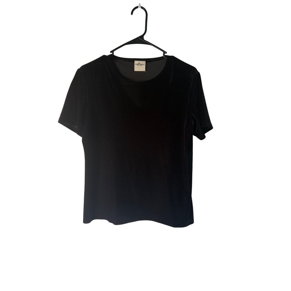 Hillard Hanson Vintage 90s Grunge‎ Black Velvet Short Sleeve Top Whimisgoth M